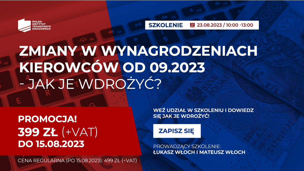 SZKOLENIE Zmiany w wynagrodzeniach kierowców od 09.2023 – jak je wdrożyć?