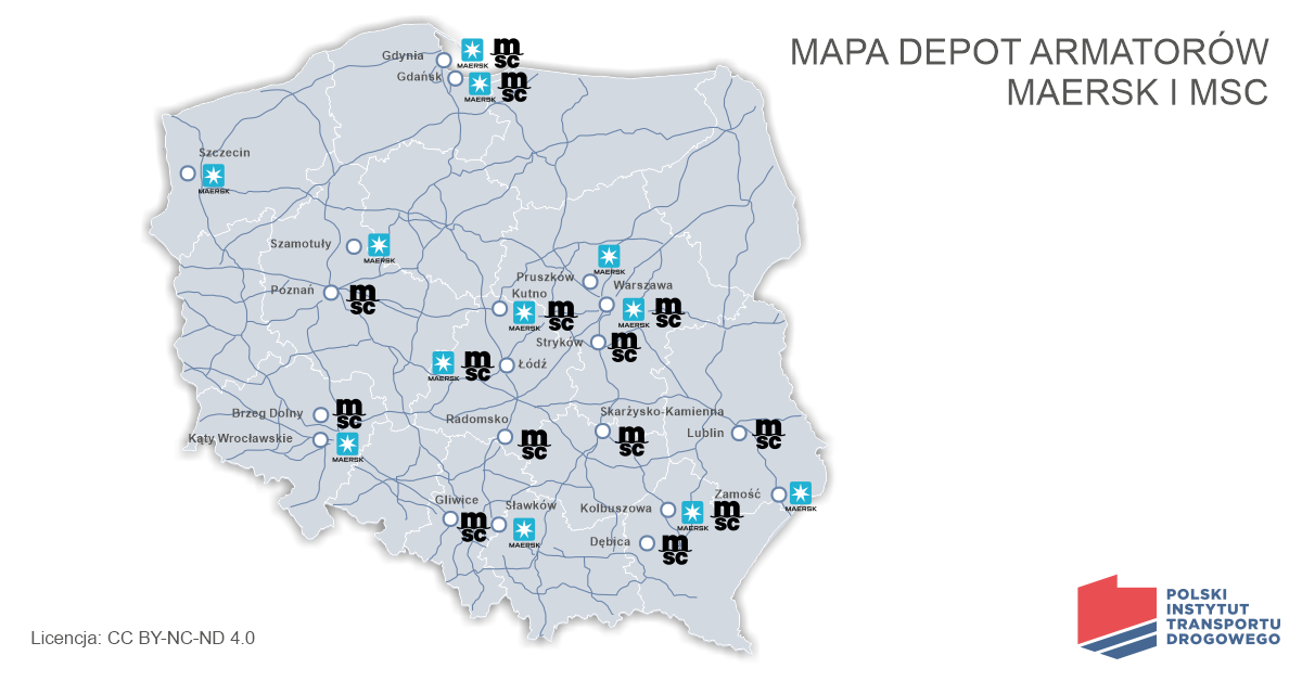 mapa depot dla największych armatorów w Polsce