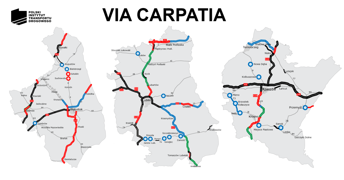 Via Carpatia mapa województw