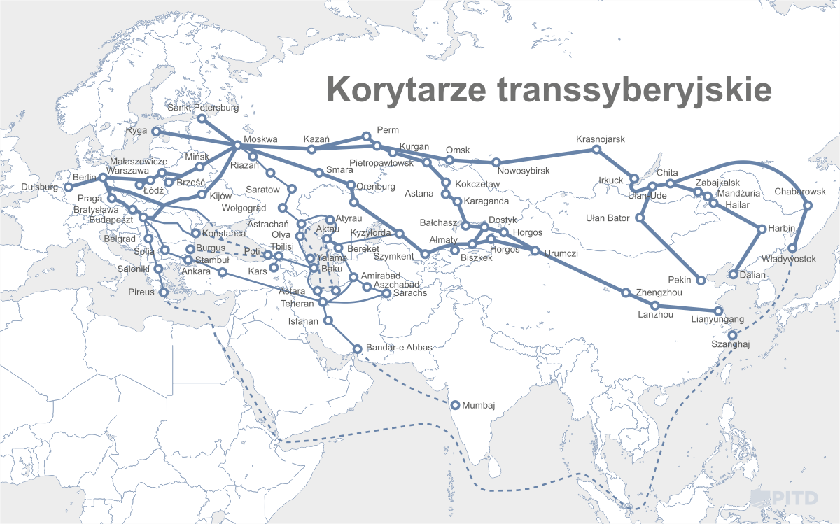 Nowy Jedwabny Szlak posiada korytarz transsyberyjski, przechodzący przez terytorium Federacji Rosyjskiej.